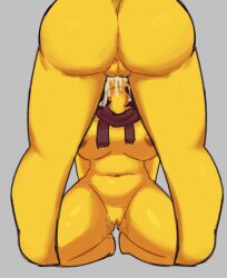 1boy 1girls arms_at_sides ass big_ass big_breasts blowjob breasts brown_hair color commission female female_focus femsub grey_background hambu_5 kimberly_(route_06) limp_arms long_hair male naked naked_female naked_male on_floor on_ground on_knees oral penis pussy roblox roblox_game route_06_(roblox) scarf simple_background submissive_female twitter_link wet wet_pussy yellow_body yellow_skin