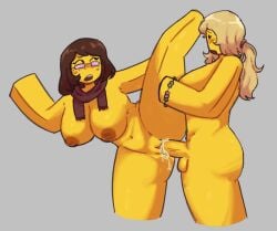 1futa 1girls big_breasts black_eyes blonde_hair bracelet breasts brown_hair color cum cum_inside cum_on_body female female_focus female_only femsub futanari glasses grey_background hambu_5 kimberly_(route_06) long_hair looking_at_partner naked naked_female nipples one_leg_up open_eyes open_mouth penis pussy roblox roblox_game sex simple_background spread_legs standing stella_(route_06) submissive_female thick_thighs thighs twitter_link vaginal_penetration vaginal_sex