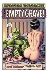 1boy 1girls after_sex alex_wilde ass back back_view barefoot black_hair butt comic comic_cover comic_page dialogue english erik_larsen feet female green_skin green_skinned_male hairy hairy_chest hairy_male human human_female image_comics in_bed interspecies light-skinned_female light_skin male naked naked_female naked_male nude nude_female nude_male official_art on_bed savage_dragon savage_dragon_(character) short_hair