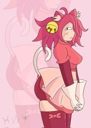1girls :3 big_ass cat_ears cat_face cat_tail catgirl deltarune mad_mew_mew pink_(deltarune) pink_dress pink_hair trans_woman transfem undertale