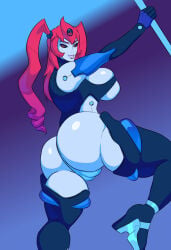 1girls 2boys 5ifty android ass blue_skin breasts bursting_breasts cameltoe eschergirl female gynoid hair high_heels huge_ass huge_breasts jay-marvel leotard licking_lips long_gloves looking_back machine old_art pussy red_eyes red_hair robot robot_girl stripper stripper_pole technophilia thick_thighs thigh_clothes thighhighs thong tight_clothing tight_fit vermana