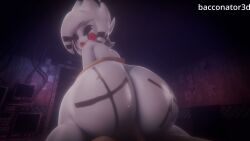 1boy 1girls animatronic anthro ass bacconator3d big_ass cowgirl_position curvaceous female five_nights_at_freddy's fnaf fredina's_nightclub furry huge_ass looking_at_viewer looking_back marie_(cally3d) monster monster_girl puppet puppet_(fnaf) riding straight tagme video
