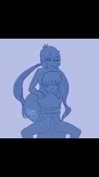 blue_background blue_eyes blue_hair domination fnafhs homerbls sketch usagi_bon