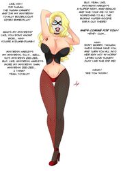 1girls bimbo bimbofication black_canary black_lipstick blonde_hair blue_eyes choker corset dc dinah_lance female fishnets green_arrow_(series) harley_quinn hypnosis lipstick lufidelis mind_control solo