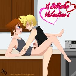 2boys anal gay half-dressed kingdom_hearts kitchen male/male male_only missionary_position on_table roxas roxasnuggets13 sora soroku valentine's_day