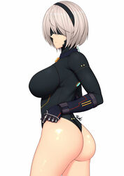 android big_ass big_breasts blindfold female female_only nier nier:_automata short_hair solo solo_female solo_focus thick_thighs tsuki_riven white_hair yorha_2b