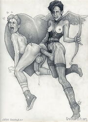 1futa anal anal_orgasm anal_sex bobby_luv boots corset cupid cupid's_arrow futa_is_bigger futa_on_male futadom futanari heart intersex lingerie old_woman pencil_(artwork) sodomy spurs thighhighs valentine's_day