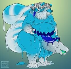 anthro balls belly big_balls big_belly big_penis blue_goo blue_tongue canid canine covered_eyes digitigrade dripping drippy genitals gnarlybastard goo_creature green_drool huge_cock humanoid male male_only mammal mephitid mop neck_tuft penis penis_with_mouth penis_with_tongue raccoon_dog sentient_penis skunk slime snout solo standing stomach_mouth tanuki tongue tongue_out tuft white_penis