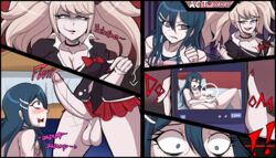 1futa 1girls bed before_sex big_breasts big_penis blackmail blonde_hair blue_hair blush bodyattk breasts cheating comic cucked_by_futa cuckold danganronpa erect_nipples erection erection_under_skirt female female_masturbation fingering futadom futanari heartbeat heavy_blush imminent_oral junko_enoshima maizono_sayaka netorare nipples ntr nude nude_female oral penis pleasure_face pussy spread_legs spread_pussy spying straight_hair testicles veiny_penis video_recording