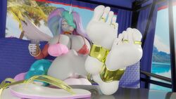 16:9 3d 4k 5_toes absurd_res alicorn anthro balls beverage big_balls big_breasts breasts cleavage clothed clothing crossed_legs cup digit_ring equid feet foot_focus friendship_is_magic furry futanari hair hi_res horn horsecock huge_balls huge_breasts huge_cock humanoid_feet intersex jewelry large_penis mammal multicolored_hair my_little_pony palm_tree penis princess_celestia_(mlp) ring soles solo toe_ring toes tree unnero1 water widescreen wings