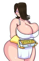 apron_only bags_under_eyes big_ass big_breasts blue_eyes bottomless captain_underpants:_the_first_epic_movie captain_underpants_(series) collarbone curvy dav_pilkey diaslev_(artist) edith food freckles gloves hair_over_one_eye long_hair milf shiny_skin tagme thick_thighs tired viciodamp