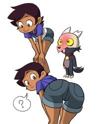 1girls 2020 2020s 2d 2d_(artwork) 2d_artwork ? accurate_art_style alternate_version_available ass bent_over big_ass blue_bottomwear blush breasts butt confused dark-skinned_female dark_skin denim_shorts disney fantasy female hands_on_knees happy incest_(lore) incestuous_fantasy king_clawthorne latina looking_back luz_noceda mangamaster question_mark rear_view short_hair shorts simple_background smile smiling smooth_skin standing strong_tomboy_(spectrum) tagme teenage_girl teenager the_owl_house tomboy western_art western_cartoon white_background young younger_female