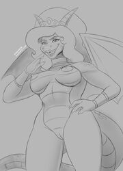 anthro cartoon_network dragon erect_nipples eris_(billy_and_mandy) female genitals monochrome nipples nude popesslodovica pussy reptile scalie sketch solo the_grim_adventures_of_billy_and_mandy