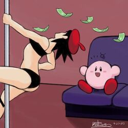 2020 adeleine aged_up alternate_costume bra kirby kirby_(series) kirby_64 kirby_64:_the_crystal_shards kirby_star_allies kolsama kolsan older panties stripper stripper_pole underwear