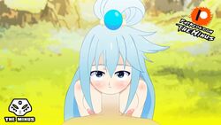 animated aqua_(konosuba) blue_eyes blue_hair kono_subarashii_sekai_ni_shukufuku_wo! mouth no_sound small_breasts sucking tagme theminus video