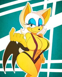 1girls anthro bat bat_wings big_breasts bikini blue_eyeshadow female female_only huge_breasts large_breasts pinup rouge_the_bat seductive seductive_smile sling_bikini solo solo_female sonic_(series) superix supersonicrulaa tail tan white_hair wide_hips wings