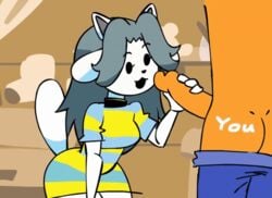 1boy 1girls animated clothed clothing dress faceless_male female female_focus furry handjob male minus8 outercourse temmie_(undertale) undertale white_fur