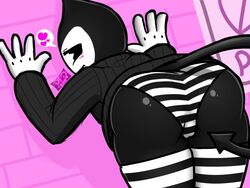 <3 1girls 2020 ass bendy bendy_and_the_ink_machine bendy_fem black_body blush cameltoe clothed clothing datfurrydude demon female gloves handwear heart hi_res highres humanoid legwear looking_at_viewer looking_back panties pattern_clothing pattern_legwear pattern_underwear pink_background planks presenting presenting_hindquarters rule_63 seductive simple_background solo solo_female spade_tail stockings striped_clothing striped_legwear striped_panties striped_stockings striped_underwear stripes sweater thighhighs topwear turtleneck underwear video_games