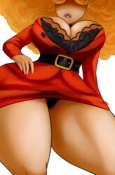 big_breasts biting_lip curly_hair female female_only long_hair lyn_nyl mature_female powerpuff_girls red_hair redhead sara_bellum solo solo_female solo_focus thick_thighs