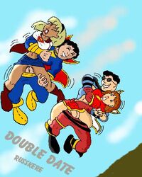 2boys 2girls blonde_hair breasts captain_marvel_jr. conner_kent dc female freddy_freeman kon-el male mary_batson mary_marvel penis russkere sex shazam straight superboy supergirl superman_(series)