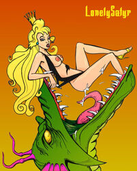 1girls blonde blonde_hair breasts crown dragon dragon's_lair female lonelysatyr long_hair princess_daphne singe