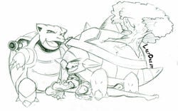 2009 blastoise crossover lazydez monochrome nintendo pokemon pokemon_dppt pokemon_rgby teenage_mutant_ninja_turtles torterra venus_de_milo