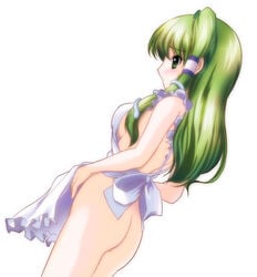 green_eyes green_hair naked_apron sanae_kochiya touhou yamaguchi_takashi yamaguchi_yuu