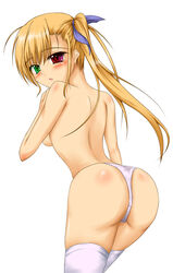 ass hair_ribbon hair_ribbons heterochromia lyrical_nanoha mahou_shoujo_lyrical_nanoha mahou_shoujo_lyrical_nanoha_movie mahou_shoujo_lyrical_nanoha_strikers panties ribbon ribbons taana thighhighs thong underwear vivio