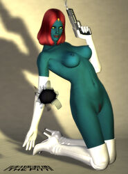 1girls 3d blue_skin female female_only marvel mystique red_hair solo straight_hair the_pitt x-men yellow_eyes