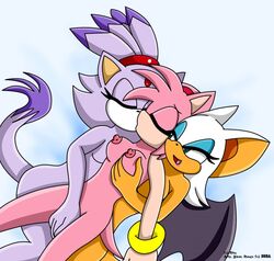 amy_rose anthro blaze_the_cat female fingering fur hedgehog kissing mammal multiple_girls riku_(artist) rouge_the_bat sonic_(series) yuri