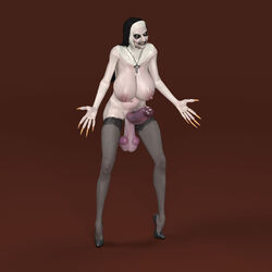 3d fingernails futa_only futanari gif_author high_heels long_legs nightmare_fuel nun the_nun ugly valak