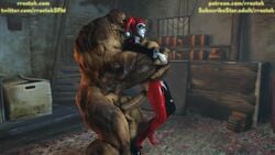 1girls 3d animated ass_cutout asymmetrical_clothes batman:_arkham_city batman:_arkham_knight batman_(series) big_penis bodysuit clayface dc dc_comics female femsub giant_penis harley_quinn harley_quinn_(classic) holding_on huge_cock larger_male lifted male maledom moaning moaning_in_pain monster mutant patreon_username questionable_consent reverse_upright_straddle rrostek sex sound source_filmmaker stand_and_carry_position straight thrusting torn_bodysuit torn_clothes twitter_username url video voice_acted watermark