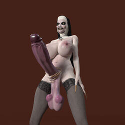 1futa 3d balls ballsack big_penis breasts dangling_balls dangling_testicles erection fingernails foreskin futa_only futanari gif_author high_heels human intersex low_hanging_balls nightmare_fuel nun nun's_habit penis possessed retracted_foreskin scrotum shaved_crotch solo testicles ugly uncircumcised uncut veiny_penis