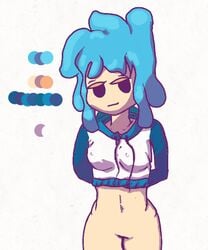 1girls blue_hair clothing goo_girl original_character slime solo somen