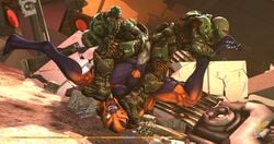 1girls 2boys 3d armor big_breasts breasts clothed_male_nude_female demon doom doom_slayer_(doom) double_penetration english_text feet female hell human human_on_anthro humanoid imp_(doom) interspecies kespr larger_female larger_male male male_human/female_demon male_human/female_humanoid mmf_threesome muscular muscular_female muscular_male rape rule_63 sex size_difference smaller_male text threesome watermark
