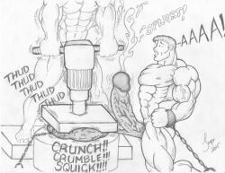 2015 bara cock_and_balls_torture dated gay jayse_(artist) male male_only monochrome muscular original tagme torture traditional_media what white_background