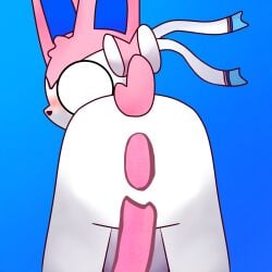 blue_background blush butt colored_feces digital_media_(artwork) eeveelution embarrassed feces female generation_6_pokemon gradient_background hi_res nintendo o_o pink_feces pokemon pokemon_(species) rear_view shinysylbreon444 simple_background solo sylveon tail unusual_feces
