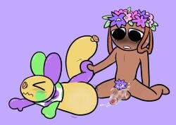 1boy 1futa after_sex balloon_animal bassie_(dandy's_world) blush chimeracocks cum cum_in_ass cum_inflation cum_inside dandy's_world dog futanari living_balloon looey_(dandy's_world) object_head trans_woman transfem