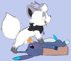 2026 absurd_res animal_genitalia animal_penis balls biped bipedal_feral black_body black_fur blue_body blue_fur blue_penis blush canine_genitalia canine_penis cheek_tuft crown digital_drawing_(artwork) digital_media_(artwork) duo erection face_fucking facial_tuft fan_character fangs fellatio feral flat_colors fluffy fluffy_tail fur fur_tuft generation_5_pokemon genitals gloves_(marking) grey_body grey_fur head_tuft headgear hi_res interspecies irrumatio jewelry knot knotted_penis lagomorph leg_markings leporid looking_at_genitalia looking_at_penis lying male male/male male_feral male_on_feral mammal markings multicolored_body multicolored_fur necklace nintendo on_back open_mouth oral oral_penetration orange_eyes orange_penis orange_tongue paws penetration penile penile_penetration penis penis_in_mouth platform_sex pokemon pokemon_(species) porldraws quadruped rabbit sex sheath side_view socks_(marking) tail teeth tongue tongue_out tuft whiskers white_body white_fur zorua