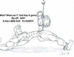 2008 bara dated gay jayse_(artist) male male_only monochrome muscular original tagme torture traditional_media white_background