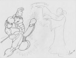 2008 bara dated gay hyper_balls jayse_(artist) male male_only monochrome muscular original tagme traditional_media white_background
