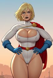 1girls accurate_art_style ai_generated alien alien_girl alien_humanoid amanda_conner blonde_hair blue_eyes dc dc_comics kryptonian power_girl short_hair superhero superheroine superman_(series)