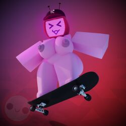 1girls 3d 3d_(artwork) aechrb digital_media_(artwork) female female_only forsaken_(roblox) naked naked_female render roblox roblox_avatar roblox_game robloxian robot robot_girl robot_humanoid skateboard skating tagme tv tv_face tv_head tv_screen veeronica