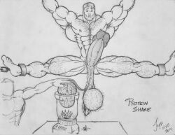 2014 bara cock_and_balls_torture dated gay jayse_(artist) male male_only monochrome muscular original tagme torture traditional_media what white_background why