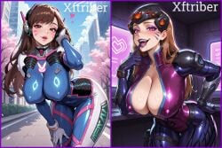 1girl 1girls ai_art ai_generated before_and_after big_ass big_lips blizzard_entertainment bodysuit brainwashing brown_eyes brown_hair cleavage corrupted corruption d.va d.va_(overwatch) eyeshadow gradient_eyes headphones huge_ass hypnosis hypnotized large_breasts latex lips makeup mature_female mind_break mind_control overwatch seductive seductive_pose sequence thick_thighs video_game_character voluptuous_body voluptuous_female widowmaker xftriber