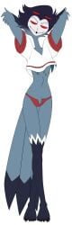 anthro avian bird chest_tuft clothed clothing crop_top darkshiner8 demon feathers femboy femboy_dilf flip_flops foot_ninja15 footwear grey_body grey_feathers hellaverse helluva_boss hi_res male male_only navel open_mouth owl owl_demon red_clothing red_eyes red_thong red_underwear sandals shirt shoes simple_background solo stolas_(helluva_boss) tail thong topwear tuft underwear white_background