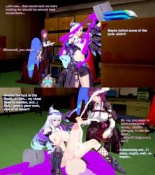 honkai:_star_rail silver_wolf_(honkai:_star_rail) silver_wolf_(lv.999)_(honkai:_star_rail) kafka_(honkai:_star_rail) xavierhuge 1futa 1girls growth breasts huge_breasts breast_expansion futa_transformation cum ejaculation female futanari grey_hair purple_hair huge_cock intersex penis 3d commission koikatsu english_text text