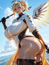 a_girl_from_my_school_(show) ai_generated bangs_hair big_boobs blue_eyes breasts_bigger_than_head collared_shirt comission danimon female female_only generated giant_ass huge_woman mature_female medium_breasts muscular_legs muscular_thighs patreon reportgg blonde_hair white_skin mercy overwatch blizzard_entertainment