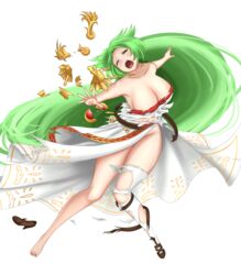 1girls bare_shoulders boobs breasts broken_armor busty cleavage female goddess gold_jewelry green_hair jaxartdump kid_icarus kid_icarus_uprising large_breasts nintendo open_mouth palutena revealing_clothes shredded_clothes torn_clothes torn_clothing torn_dress very_long_hair wardrobe_malfunction