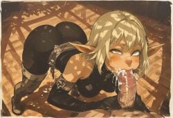 1boy 1girls ai_generated blonde_female blonde_hair cra cum elf elf_ears elf_female evangelyne male penis pointy_ears straight tagme wakfu